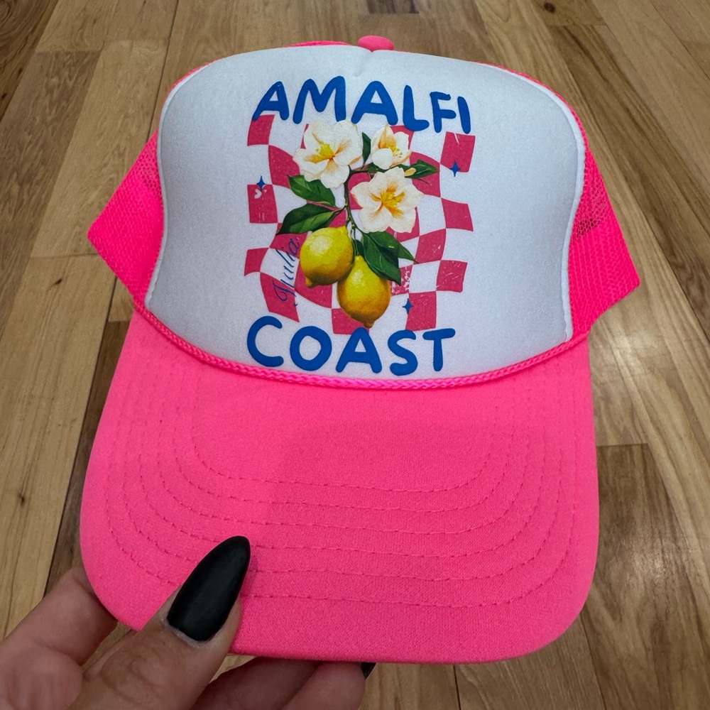 Neon Pink Amalfi Coast Otto Trucker Hat Adjustable NWOT